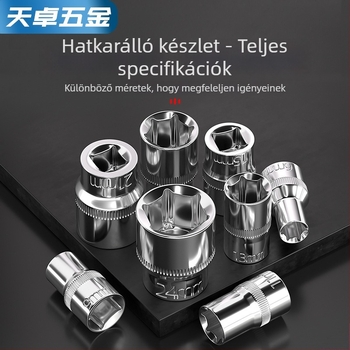 Rövid ütőeszköz hatszögfejű kulcs hosszabbító rúddal és univerzális csuklóval; anyag: króm-vanádium acél; felület: polírozott