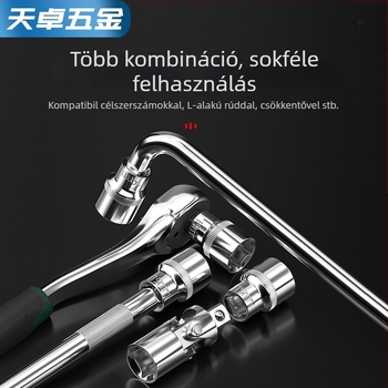 Rövid ütőeszköz hatszögfejű kulcs hosszabbító rúddal és univerzális csuklóval; anyag: króm-vanádium acél; felület: polírozott