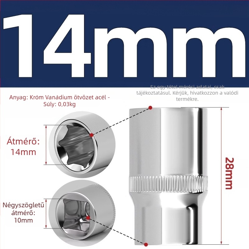 Rövid ütőeszköz hatszögfejű kulcs hosszabbító rúddal és univerzális csuklóval; anyag: króm-vanádium acél; felület: polírozott