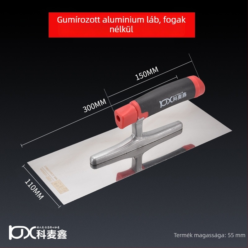 Hosszú rozsdamentes acél glettelőkanál fogazott éllel csempe felhelyezéséhez, Kehaixin, 0.8 mm vastagság