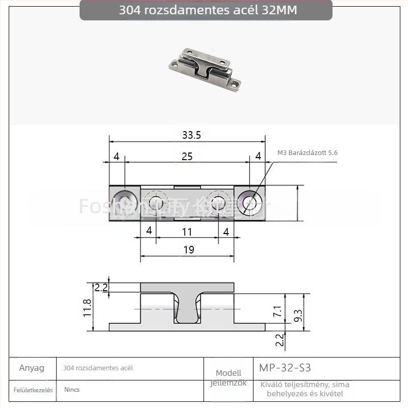 SG-MP50-S rozsdamentes acél 304 ajtófogó, polírozott felület, falra szerelés, kézi működtetés