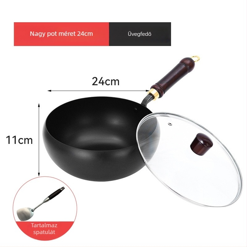 Vas wok sík aljzatú (többszörös rétegű alap, üvegfedél, 4 kg, multifunkcionális)