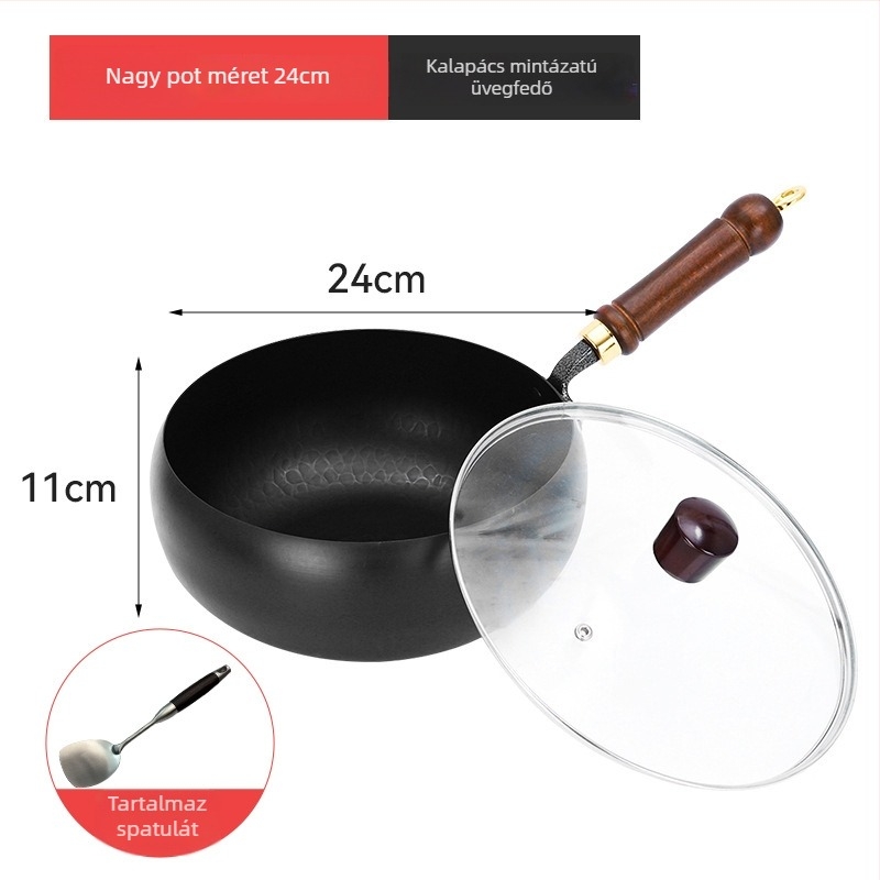 Vas wok sík aljzatú (többszörös rétegű alap, üvegfedél, 4 kg, multifunkcionális)