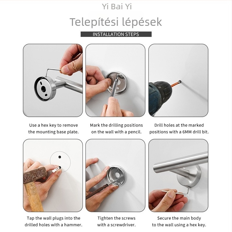 Rozsdamentes acél törölközőrúdr | Sütőben készített felület | Teherbírás 5–10 kg | Erős fürdőszobai akasztó