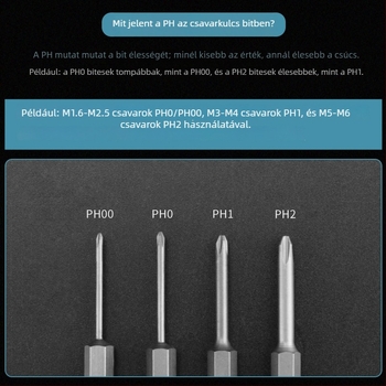 Elektromos csavarhúzó bitek készlet mágneses keresztes fejjel, meghosszabbított hossz, hex meghajtó kompatibilitás, anyag: lila szantálfa