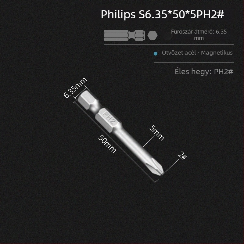 Elektromos csavarhúzó bitek készlet mágneses keresztes fejjel, meghosszabbított hossz, hex meghajtó kompatibilitás, anyag: lila szantálfa