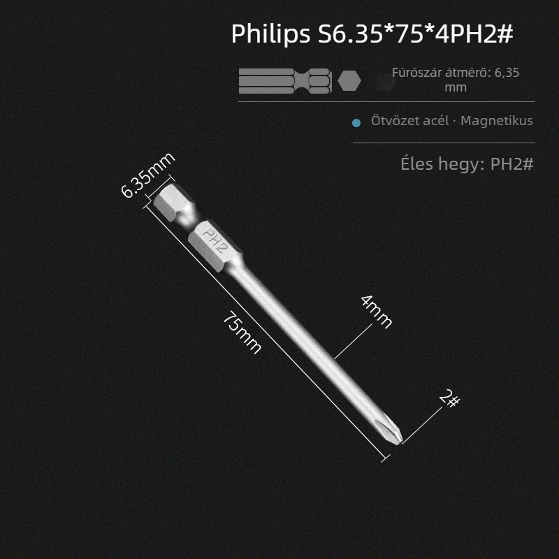 Elektromos csavarhúzó bitek készlet mágneses keresztes fejjel, meghosszabbított hossz, hex meghajtó kompatibilitás, anyag: lila szantálfa