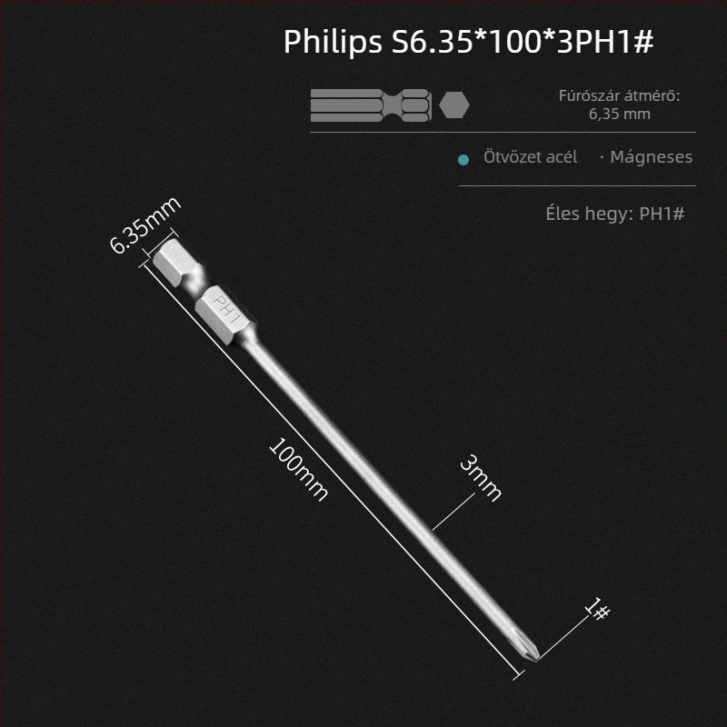 Elektromos csavarhúzó bitek készlet mágneses keresztes fejjel, meghosszabbított hossz, hex meghajtó kompatibilitás, anyag: lila szantálfa