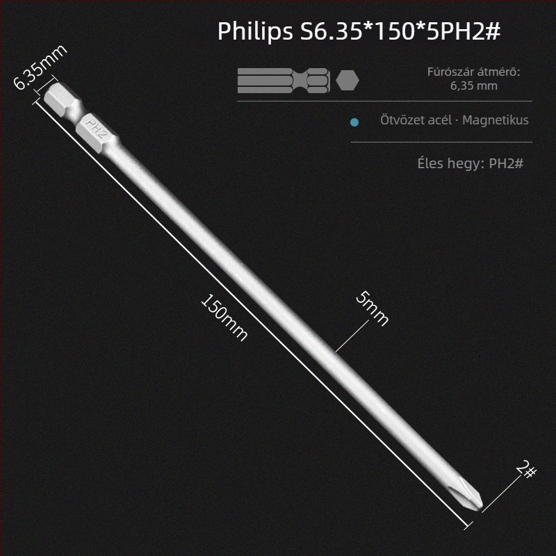 Elektromos csavarhúzó bitek készlet mágneses keresztes fejjel, meghosszabbított hossz, hex meghajtó kompatibilitás, anyag: lila szantálfa