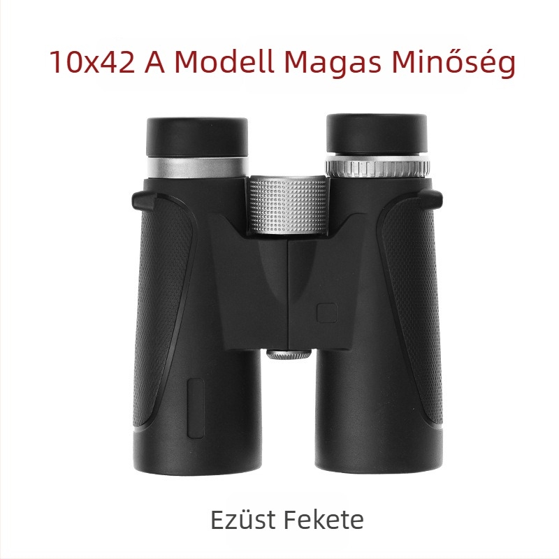 AB típusú kettős cső binokulár, 10x nagyítás, ütésálló külső gumírozott kivitel, látómező 109 m/1000 m