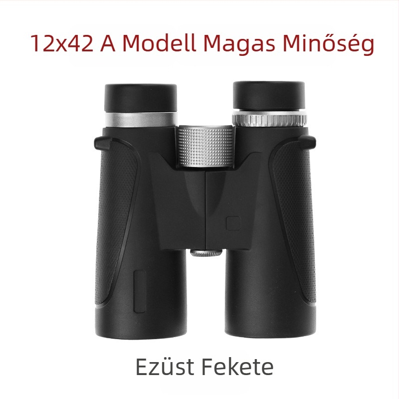 AB típusú kettős cső binokulár, 10x nagyítás, ütésálló külső gumírozott kivitel, látómező 109 m/1000 m