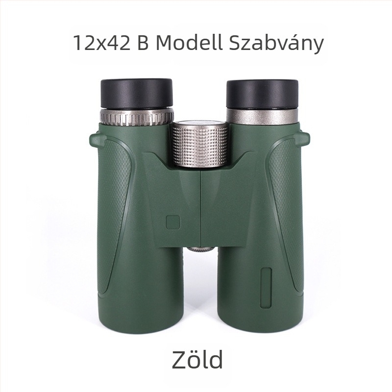 AB típusú kettős cső binokulár, 10x nagyítás, ütésálló külső gumírozott kivitel, látómező 109 m/1000 m