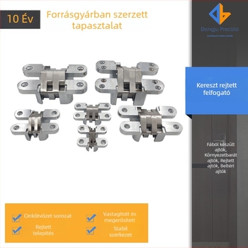 Sand Chrome kereszt rejtett ajtózsanér, anyag: vas és cinkötvözet, 3,5 mm vastagság, felületkezelés: electroplating, Brushed, Polished, Passivation