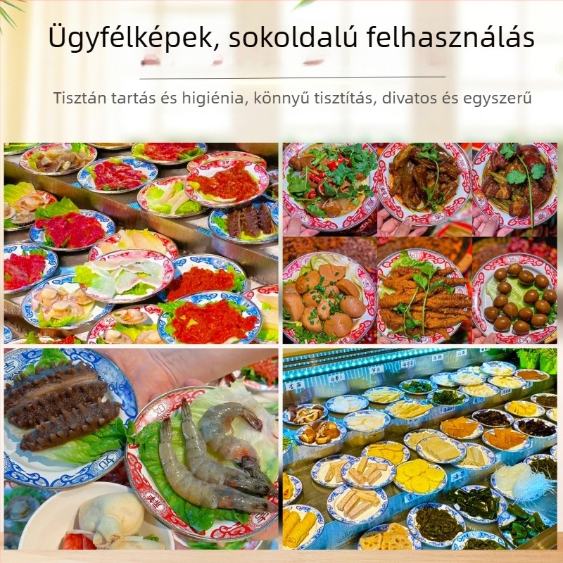 Emaillált kör alakú tál – vastagított, szerencse mintázat, kínai retro stílus, otthoni használatra, alkalmas forró fazékhoz és grillhez