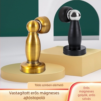 Rozsdamentes acél ajtóstopper falra szerelhető, vazaszerű forma gyöngyborítással, modern minimál stílusú beltéri ajtókhoz