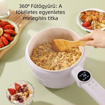 Elektronikus multifunkcionális főzőedény kerámia belső edénnyel, mikroprocesszoros vezérlés, szigetelés és időzítés, kétszintes kialakítás