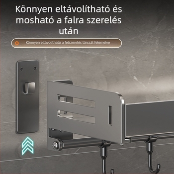 Fali fűszerrak, fúrás nélküli szerelés, szénacél, téglalap alakú dizájn