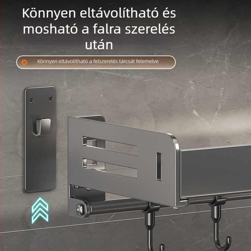 Fali fűszerrak, fúrás nélküli szerelés, szénacél, téglalap alakú dizájn