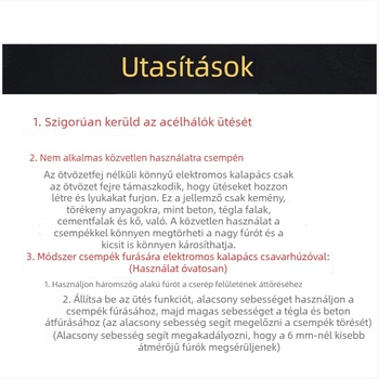 Kerek fejű ütvefúró bit, körkörös fogantyúval, nem hatszögű, betonfalakhoz