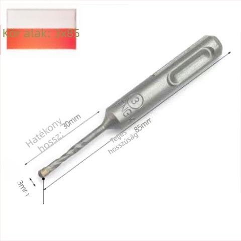 Kerek fejű ütvefúró bit, körkörös fogantyúval, nem hatszögű, betonfalakhoz