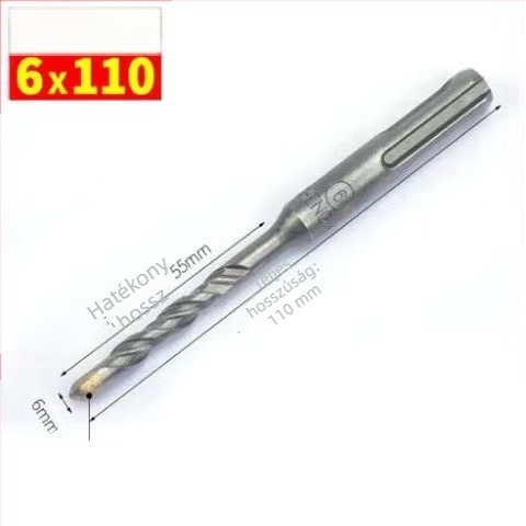 Kerek fejű ütvefúró bit, körkörös fogantyúval, nem hatszögű, betonfalakhoz