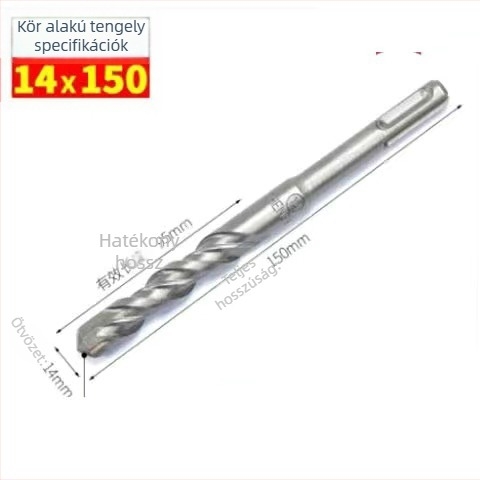 Kerek fejű ütvefúró bit, körkörös fogantyúval, nem hatszögű, betonfalakhoz