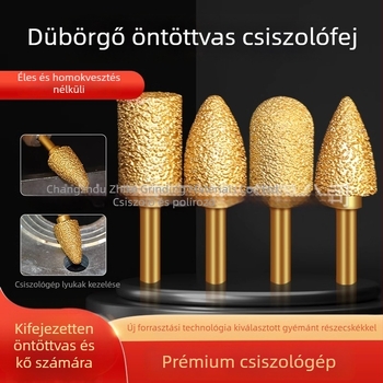 Gyémánttal forrasztott csiszolófej elektromos fúróhoz – Xin Yilong márka, Anyag: Gold steel sand