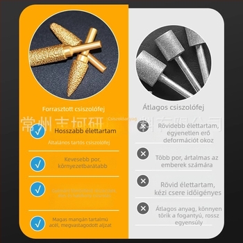 Gyémánttal forrasztott csiszolófej elektromos fúróhoz – Xin Yilong márka, Anyag: Gold steel sand