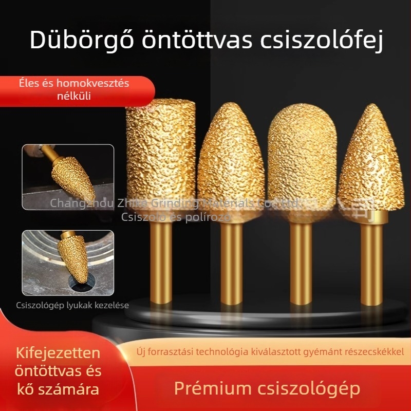 Gyémánttal forrasztott csiszolófej elektromos fúróhoz – Xin Yilong márka, Anyag: Gold steel sand