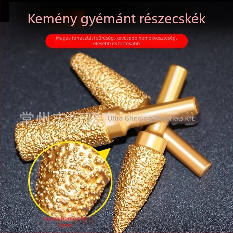 Gyémánttal forrasztott csiszolófej elektromos fúróhoz – Xin Yilong márka, Anyag: Gold steel sand