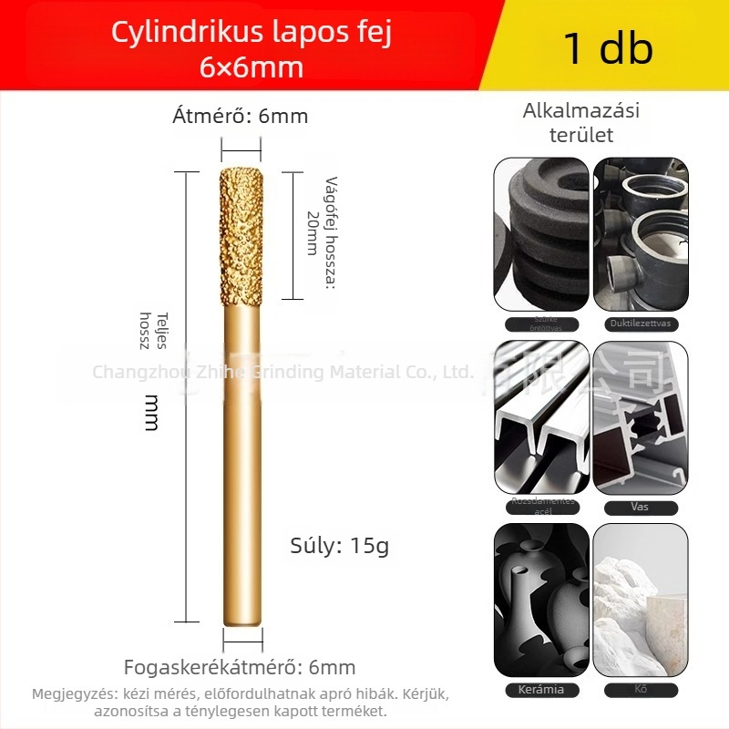 Gyémánttal forrasztott csiszolófej elektromos fúróhoz – Xin Yilong márka, Anyag: Gold steel sand