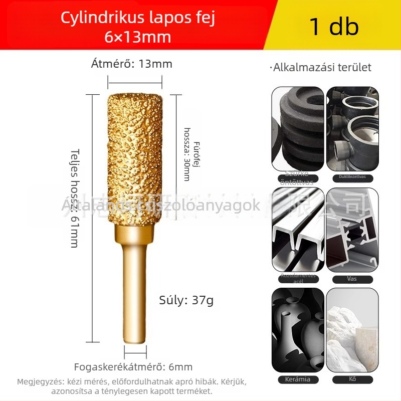Gyémánttal forrasztott csiszolófej elektromos fúróhoz – Xin Yilong márka, Anyag: Gold steel sand