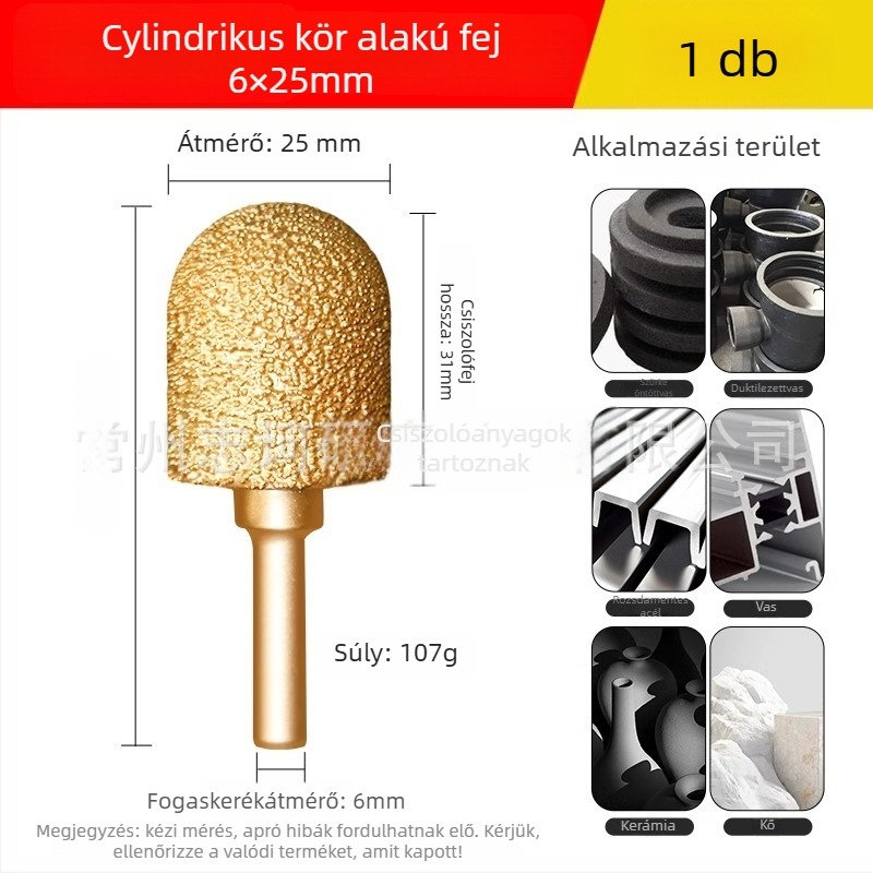 Gyémánttal forrasztott csiszolófej elektromos fúróhoz – Xin Yilong márka, Anyag: Gold steel sand