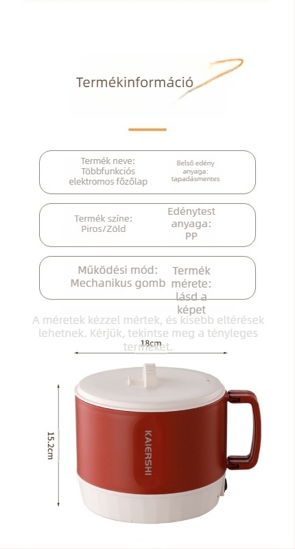 Személyre szabott mini elektromos fazék kollégiumi használatra, tapadásmentes bevonattal, 1–2 személyre, mindent egybe: párolás és főzés