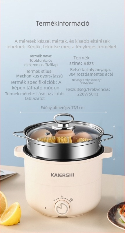 Személyre szabott mini elektromos fazék kollégiumi használatra, tapadásmentes bevonattal, 1–2 személyre, mindent egybe: párolás és főzés