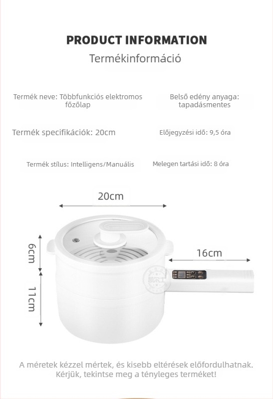 Személyre szabott mini elektromos fazék kollégiumi használatra, tapadásmentes bevonattal, 1–2 személyre, mindent egybe: párolás és főzés