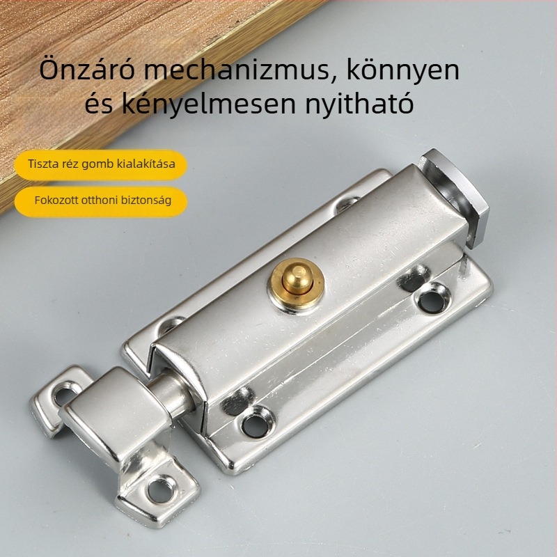 Rozsdamentes acélból készült automata rugós retesz ajtókhoz és ablakokhoz, modell CC-2, felületkezelés: elektroplatizálás és festés