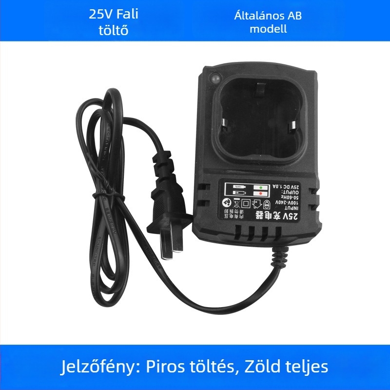 Kézi fúró, többfeszültségű 12–25V, előre-hátra forgás, nincs sebességszabályozás, 220V tartomány