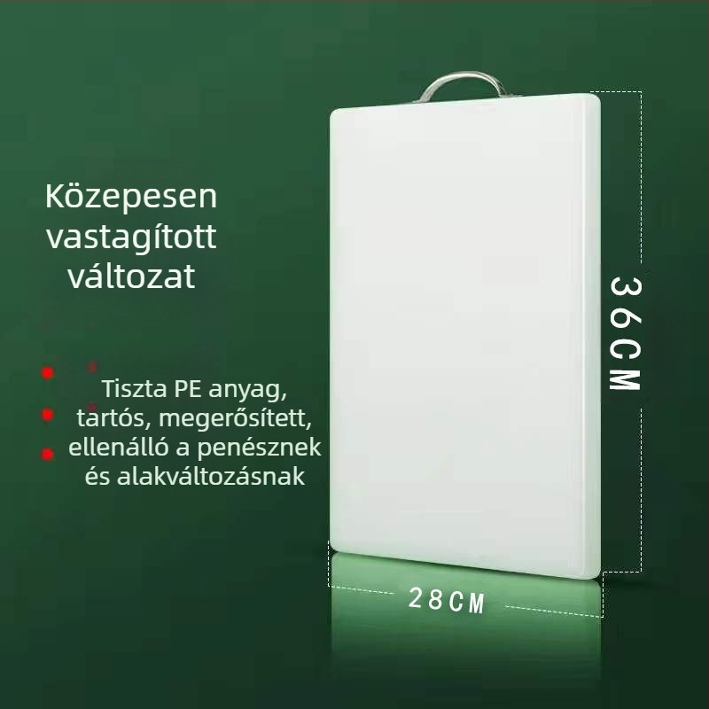 Háztartási vágódeszka, polietilén anyagból, csúszásmentes felület, antibakteriális és penészálló, egyszerű és modern stílus