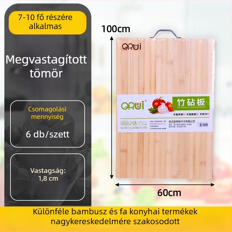 Kétoldalas, vastag bambusz vágódeszka a konyhában, mindennapi használatra