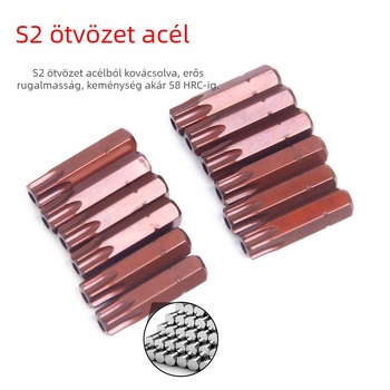 Hétszögletű mágneses bit elektromos fúróhoz és csavarozóhoz, 25 mm; Márka: Other; Anyag: Sandalwood