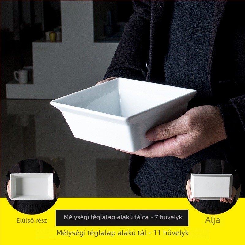 Téglalap alakú porcelán tál – Nordic stílus, egységes minta