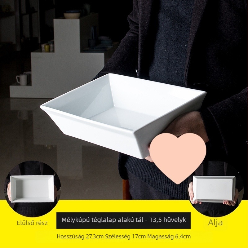 Téglalap alakú porcelán tál – Nordic stílus, egységes minta