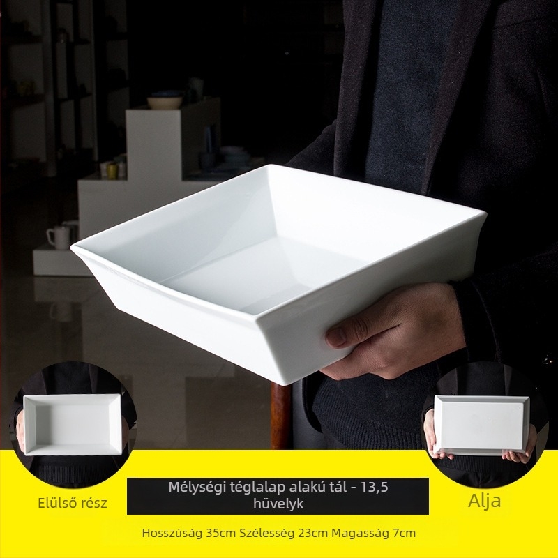 Téglalap alakú porcelán tál – Nordic stílus, egységes minta