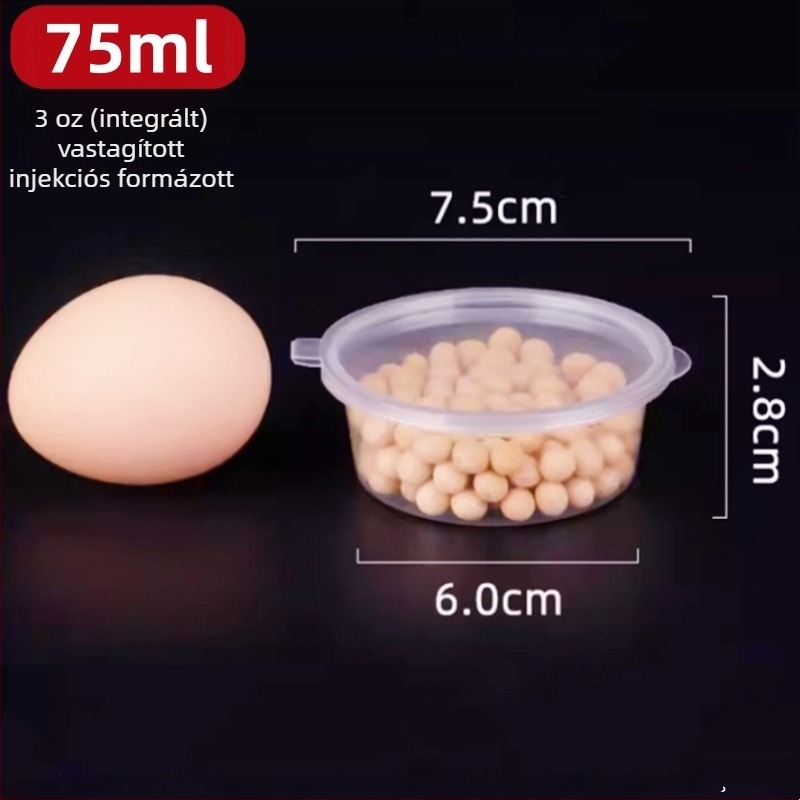 Műanyag egyszer használatos szószcsésze fedővel, mikrohullámú sütőben használható, 1000 darabos csomag