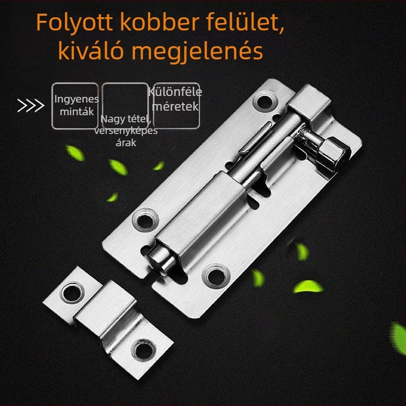 Rozsdamentes acélból készült B-típusú rugós zár, felületre szerelhető, modell YDX1043, fa ajtókhoz