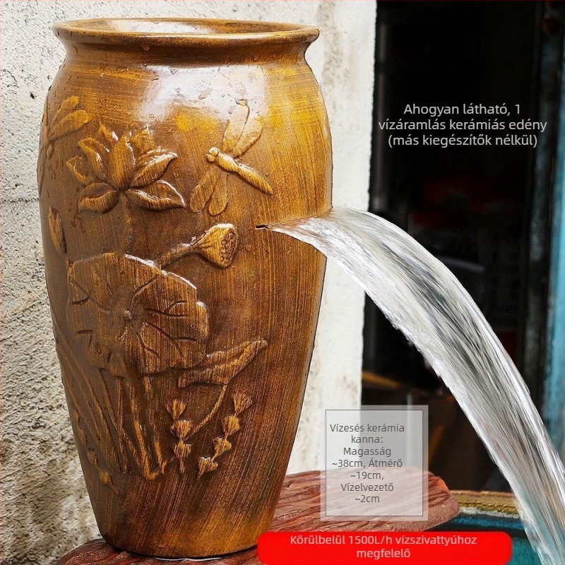 Kerámiából készült vízesésmedence dísz az akváriumhoz, egyszerű és modern stílus, testreszabás nélkül, ajándék