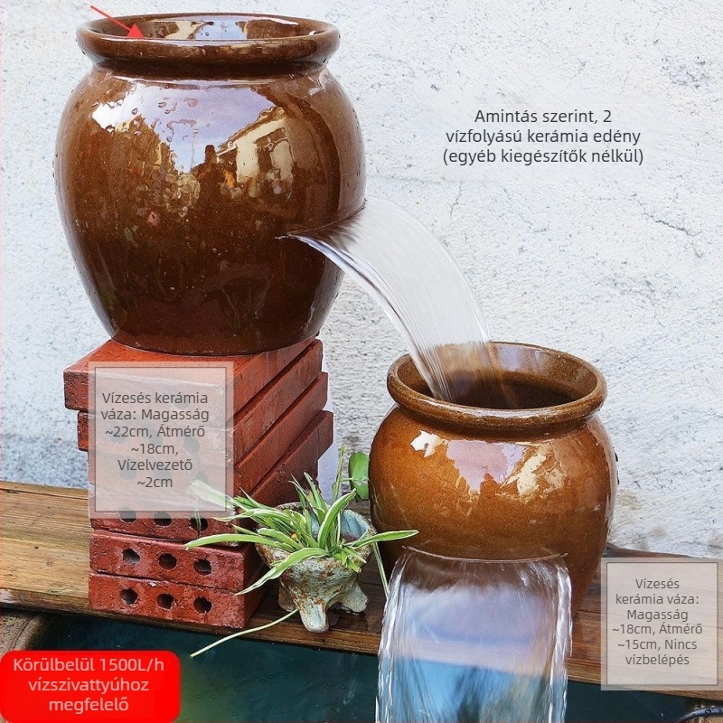 Kerámiából készült vízesésmedence dísz az akváriumhoz, egyszerű és modern stílus, testreszabás nélkül, ajándék