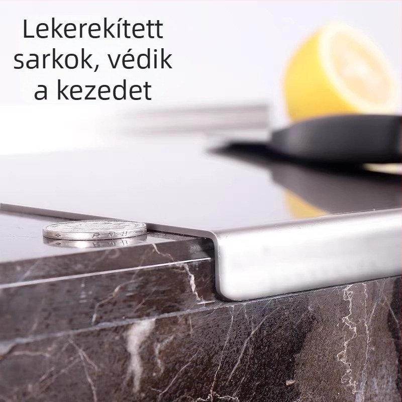 Rozsdamentes acélból készült vágó- és tészta gyúró deszka, kétoldalas konyhai vágódeszka zöldségek és gyümölcsök számára, antibakteriális, vastított, csúszásmentes