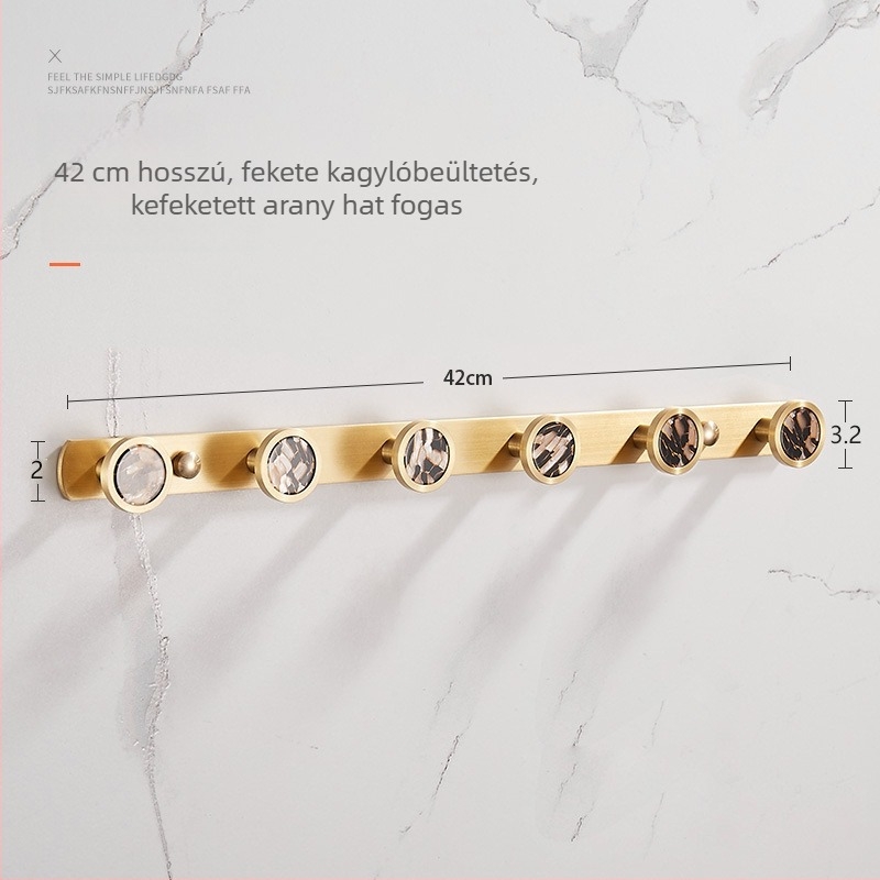 Fürdőszobai falra szerelhető fogas, réz anyag, sárgaréz drótvégzés felület, Ming Francium, 420 g, light luxury stílus